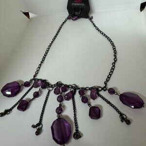 Purple necklace and earrings